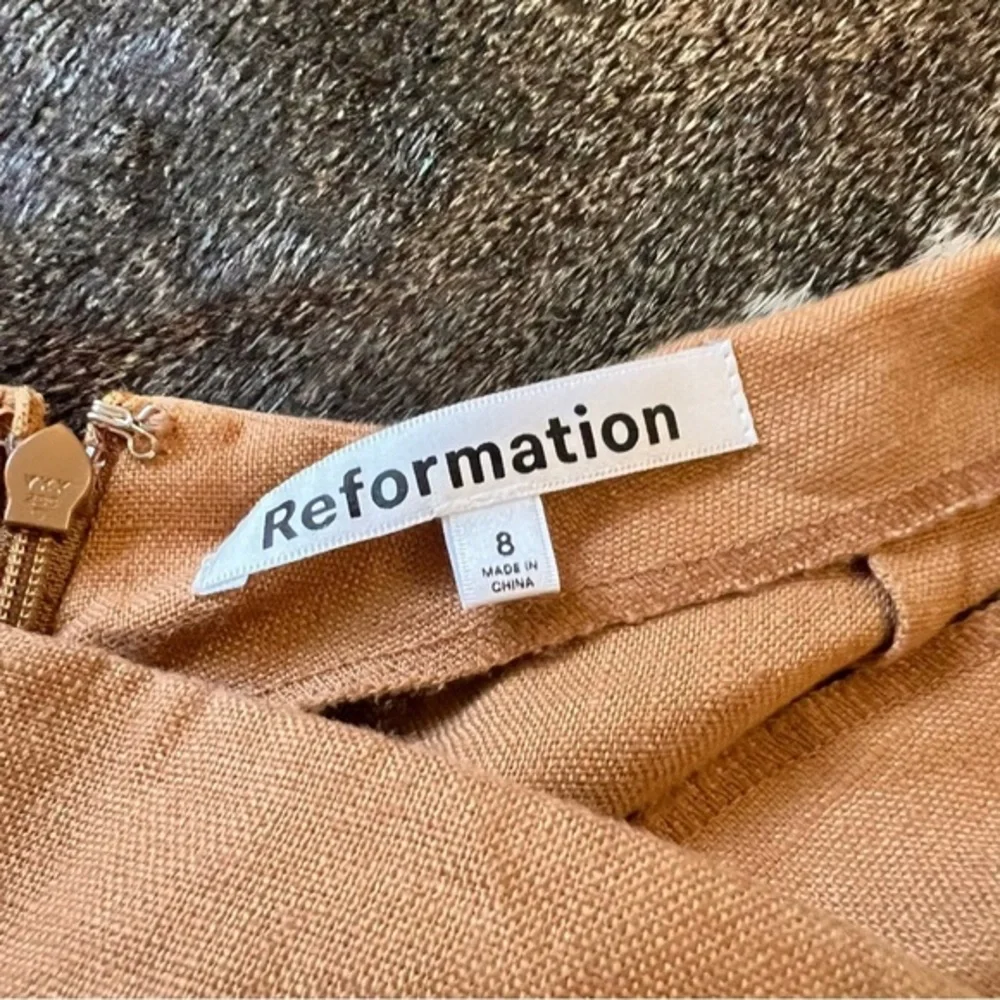 REFORMATION Brown Justin‎ 100% Linen Trouser Pant Size 8